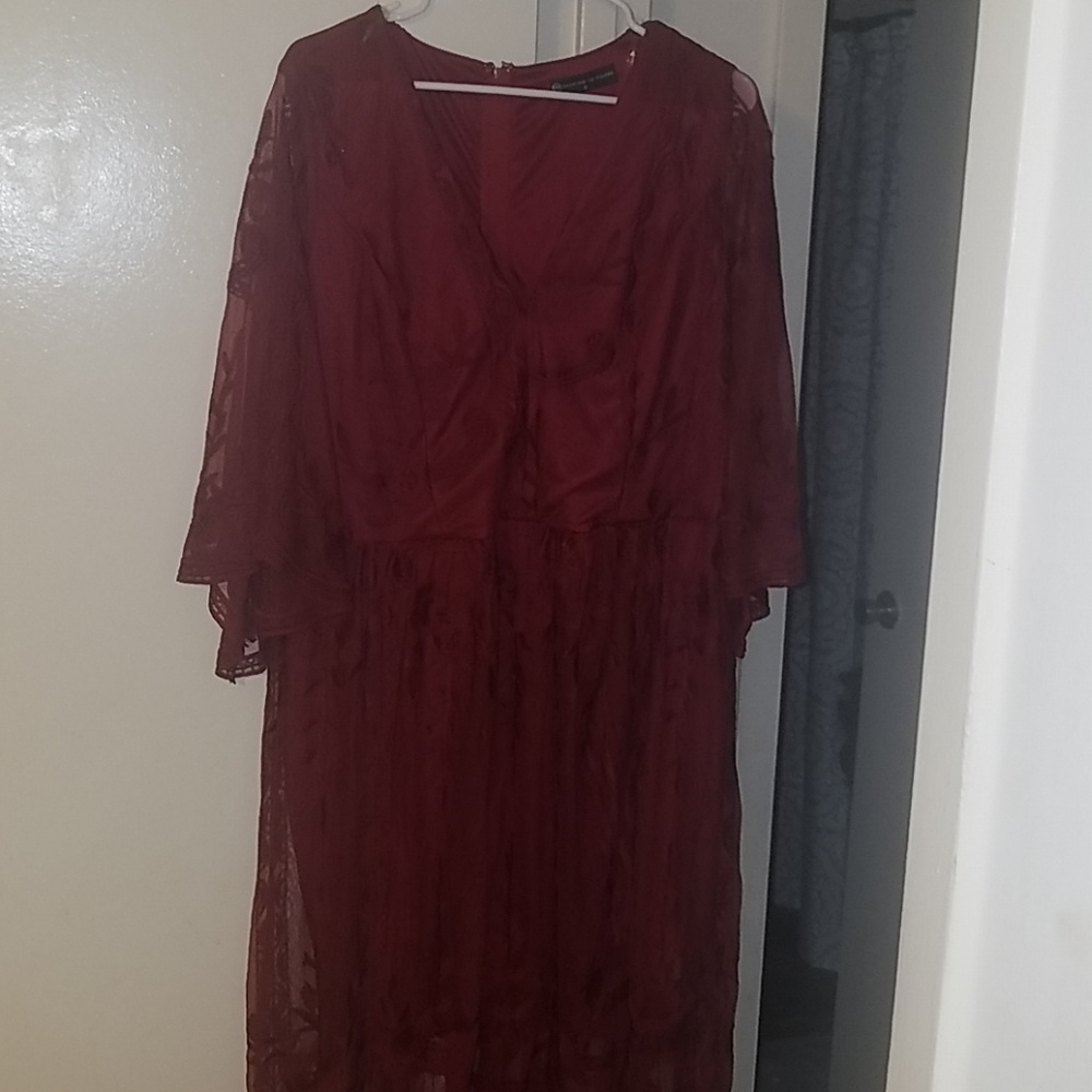 Rust Lace/mesh Maxi dress